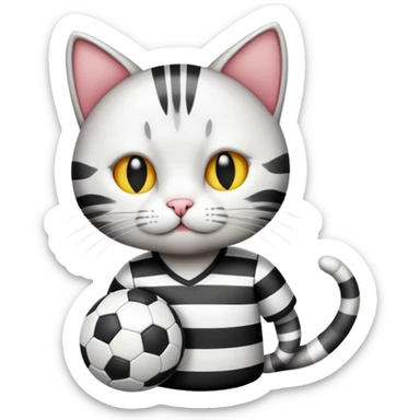 cat wearing black and white stripped football shirt sticker