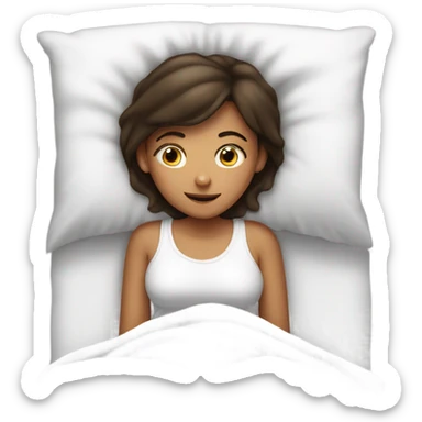 Brunette girl waking up out of bed sticker