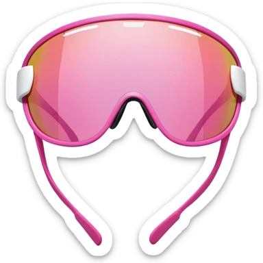 sporty pink shield visor sunglasses with aerodynamic shape, athletic design, wraparound one-piece lens sticker