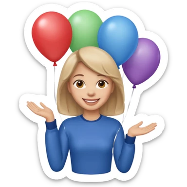 Balloon holder woman sticker