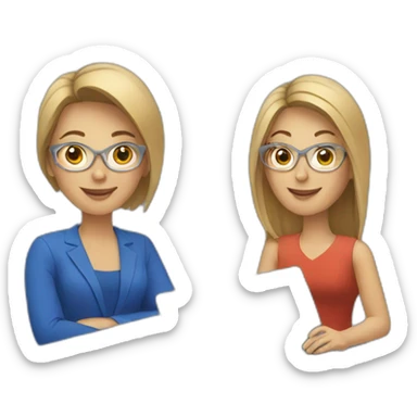 2 european female designers with laptop sticker