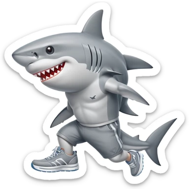 shark with three legs wearing sneakers sticker