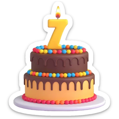 birthday cake with number 7 candle sticker