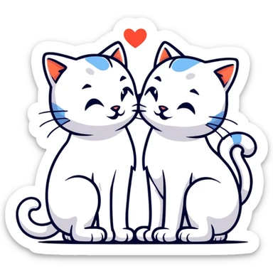 cat kisses cat sticker
