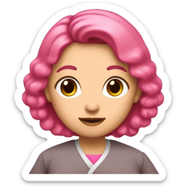 Mujer coreana de pelo castañoabrazand un corazón rosado grande sticker