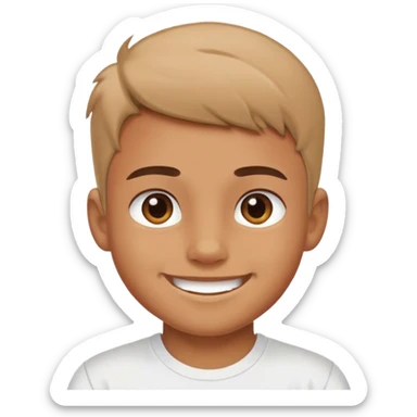 smiling boy indoors t-shirt sticker