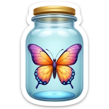 A translucid butterfly traped in a jar sticker