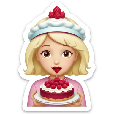 Raspberry torte human full body and legs girl with a raspberry barrette on her head sticker