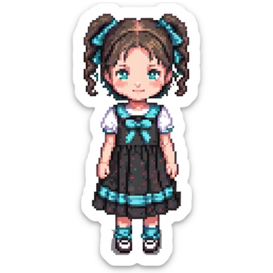 Little girl with pigtails in a cute dress sticker