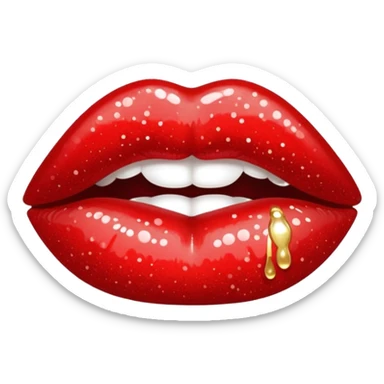 glittery red lipstick kiss mark sticker