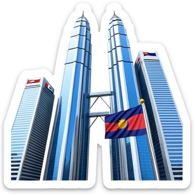 Kuala Lumpur Twin Towers, with a Malaysian flag sticker