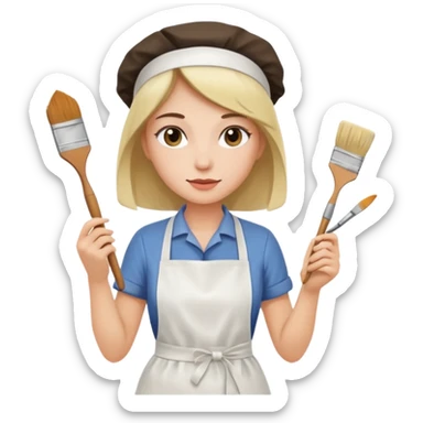 woman-artist in a white apron sticker