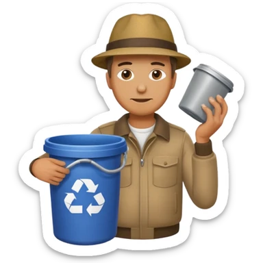 full side body man put the trash in can sticker