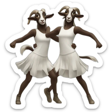 Two Dancing girl goats in Nike sticker