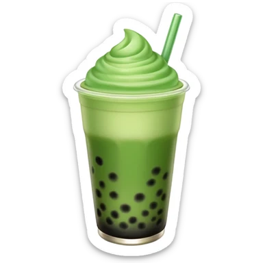 make a matcha boba tea emoji that is green and gradient sticker