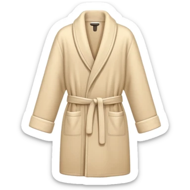Soft beige bathrobe folded neatly, minimal aesthetic sticker
