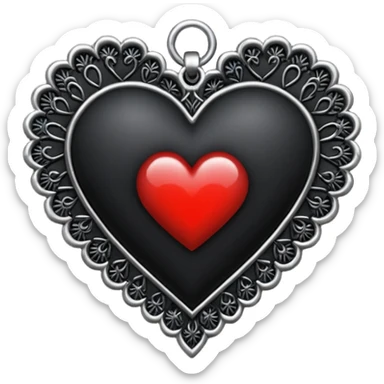 goth heart with a black lace heart charm sticker