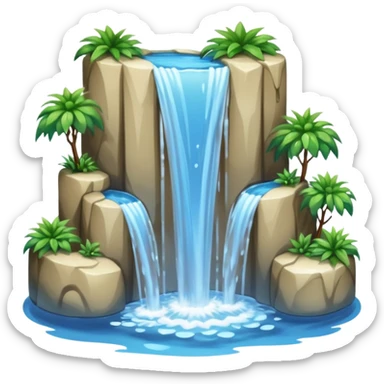 Tall stream of water cascading into a pool. sticker