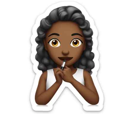 girl sitting and doing her makeup on vanity  sticker