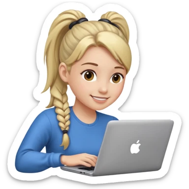girl with ponytail using laptop sticker