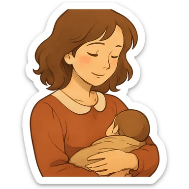 ghibli style warm portrait of a mother sticker