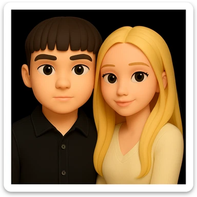 Make the guy's skin color the same as the girl's skin color in the image, keeping the 3d-emoji style and everything else unchanged. The original style is 3d-emoji, but since it does not support editing, use the general style while respecting the 3d-emoji look. sticker