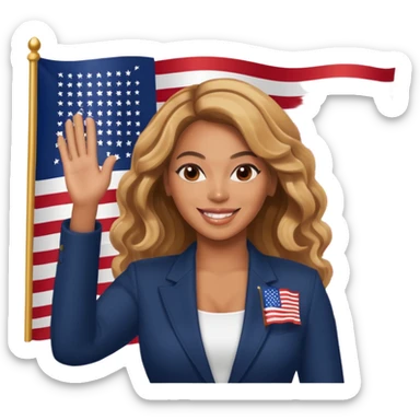 Beyonce with waving merican flag sticker