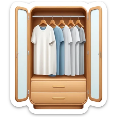 minimalist wardrobe furniture with clean lines and rounded corners sticker