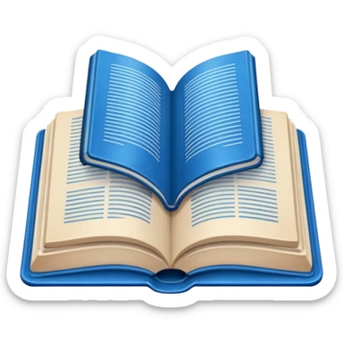Opened book blue sticker