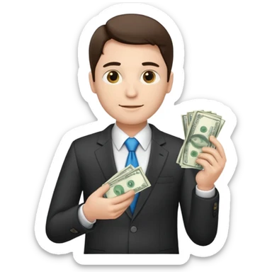 CEO with money in his hands donating to hospital sticker