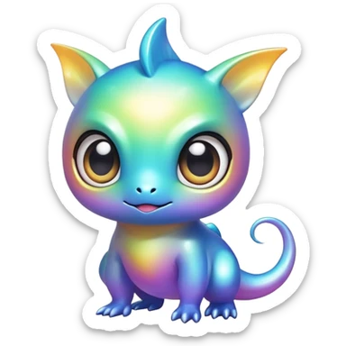 Randomly-colored colorful iridescent chibi Fakémon-creature sticker