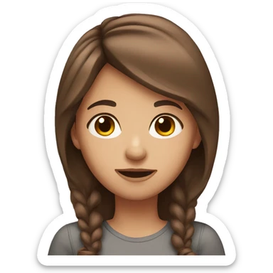 girl with medium brown hair and brown eyes sticker