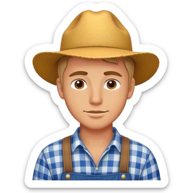 white farmer young man sticker