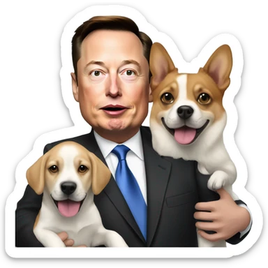 Elon Musk getting doggies by Donald Trump sticker