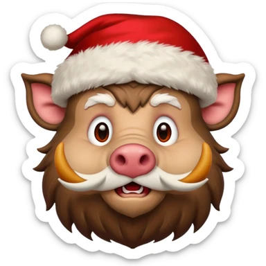 Santa Claus as a wild boar sticker