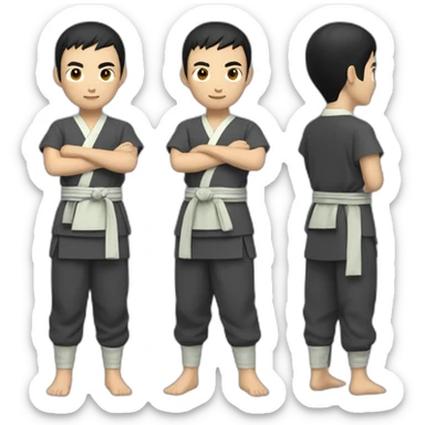 jacken chen, kongfu, full body, front back site three view sticker