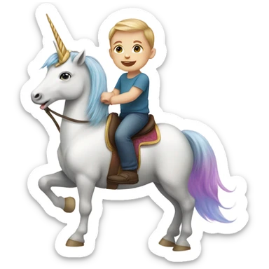 Kid with down syndrome on a unicorn sticker