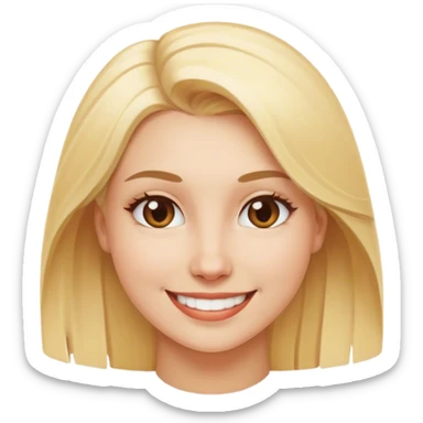 smiling blonde woman looking at viewer sticker