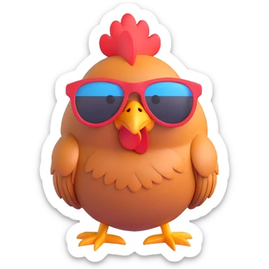 chicken in sunglasses, exuding cool attitude sticker