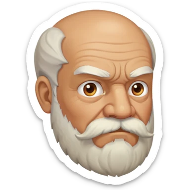 old angry man with beard and mustache in profile view sticker