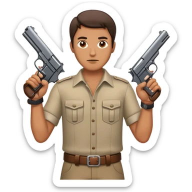 Man with pistols in both hands sticker