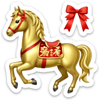 Chinese new year 马，我要有新年气氛的… 可以加 新年快乐 2026 字眼吗？ sticker