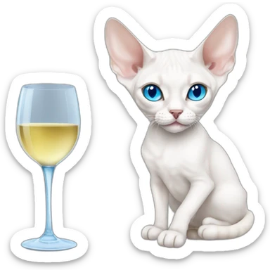 White devon rex with blue eyes drinking wine sticker