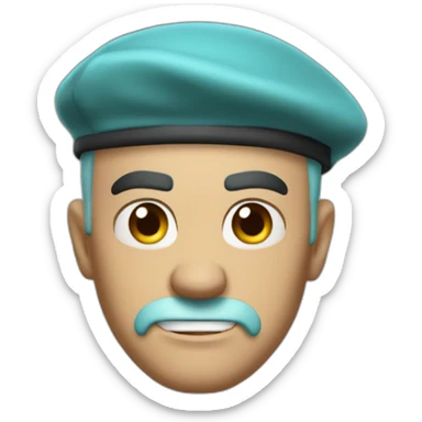 cyan beret bald angry 50 years old sticker