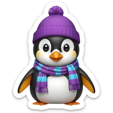 Winter penguin wearing winter clothes with winter background sticker
