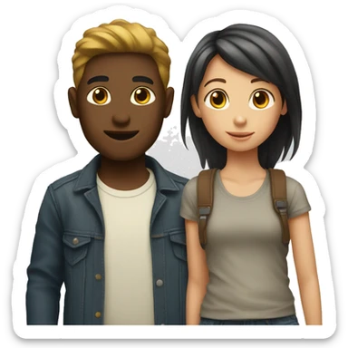 Generate an emoji of two friends boy and girl standing sticker