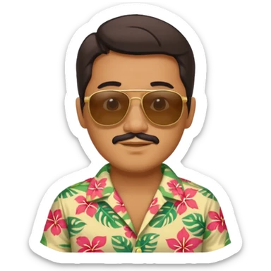 Retro 70s man  in hawaii t-shirt sticker
