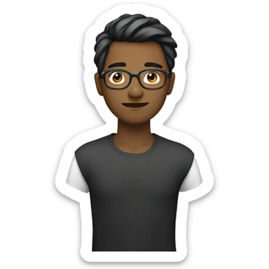 Side profile boy with silver and black hair speaking wearing glasses sticker