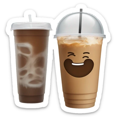 iced coffee in a plastic clear to-go cup sticker