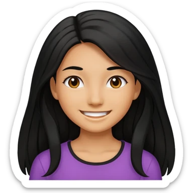 tan skin girl with long black hair smiling sticker
